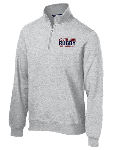 Fort Lauderdale Youth Rugby half zip sweatshirt mockup with logo